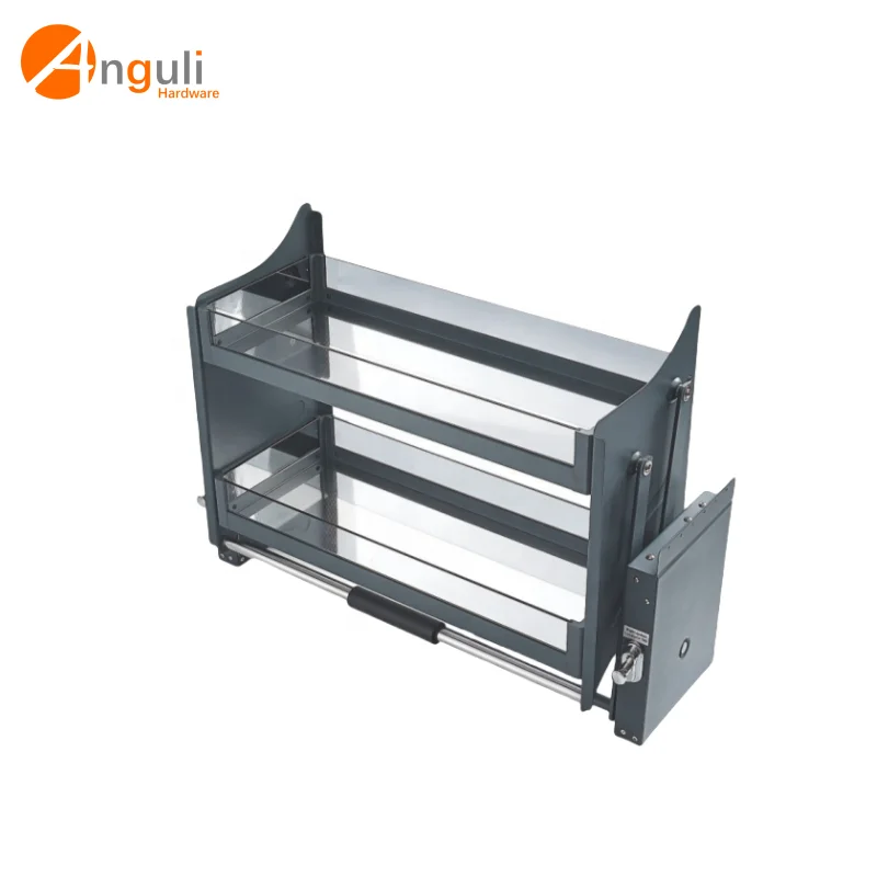 

Glass Pull-Out Elevator Cabinet Organizer Expandable Kitchen Rack and Storage Hardware