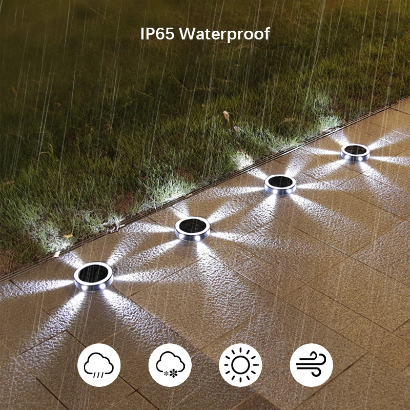 6LED Solar Night Light, IP65 Waterproof Outdoors Lawn Lights, 360° Wall Lamp for Garden, Yard, Lawn, Balcony Home Decor(4Pack )
