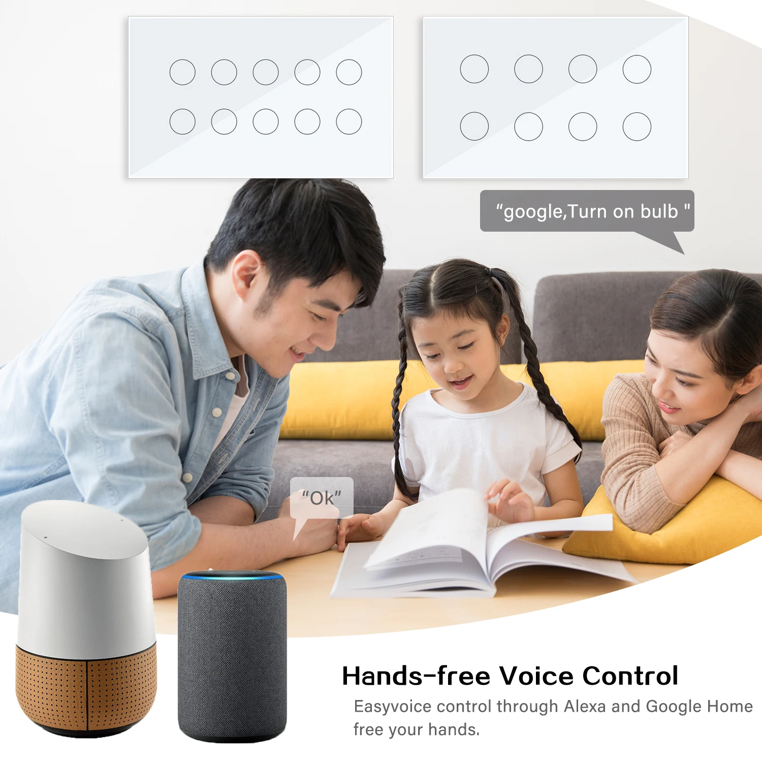 Imagem -04 - Interruptor de Parede Inteligente Toque Inteligente Painel de Vidro Aplicativo Tuya Controle da Casa Inteira Compatível com Alexa Google Home 10gang Wi-fi