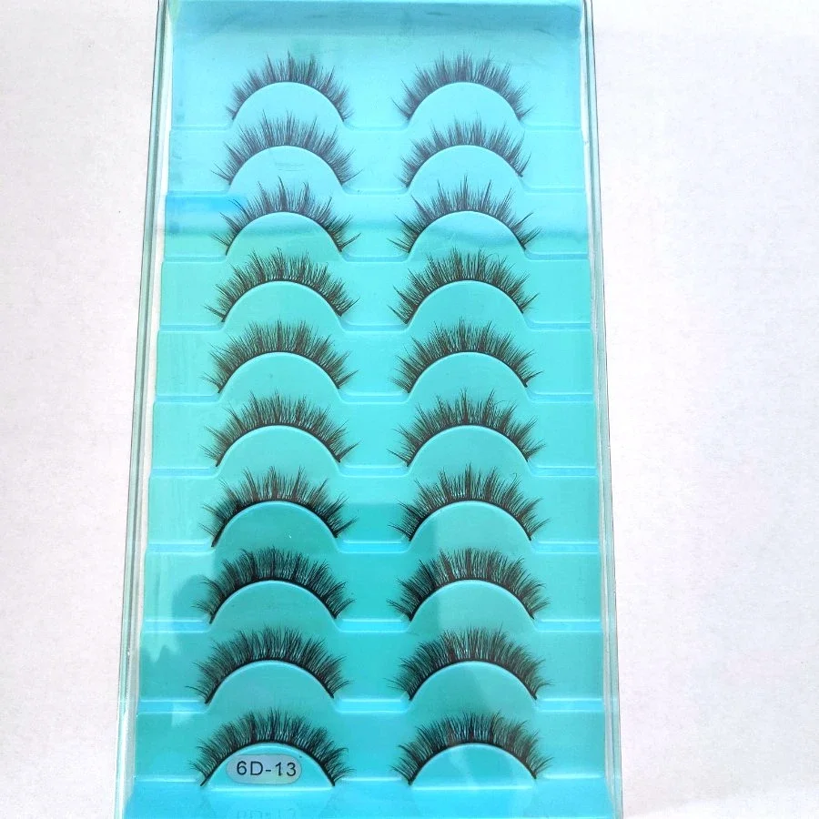 HBZGTLAD مكياج طويل متقاطع كامل ثلاثي الأبعاد رموش صناعية بالمنك رموش سوداء ورموش عين القط 10 أزواج