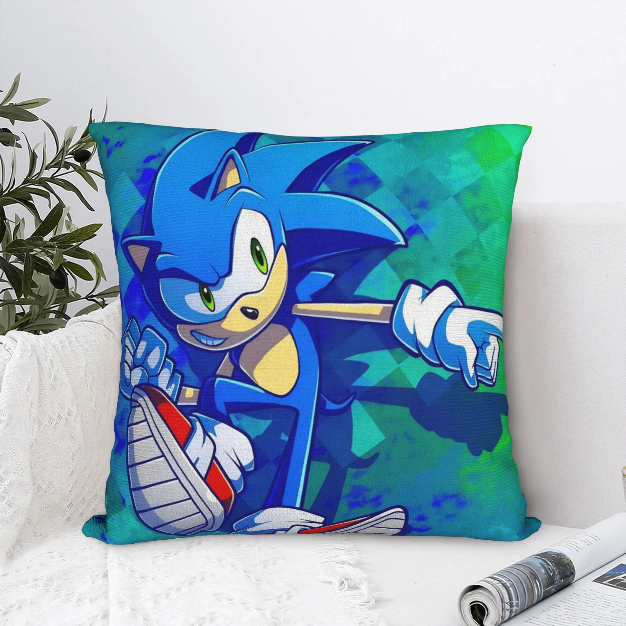 Soniced Cartoon  Square Pillow Case Polyester Cushions for Sofa Games Creative Pillowcover Home Decor