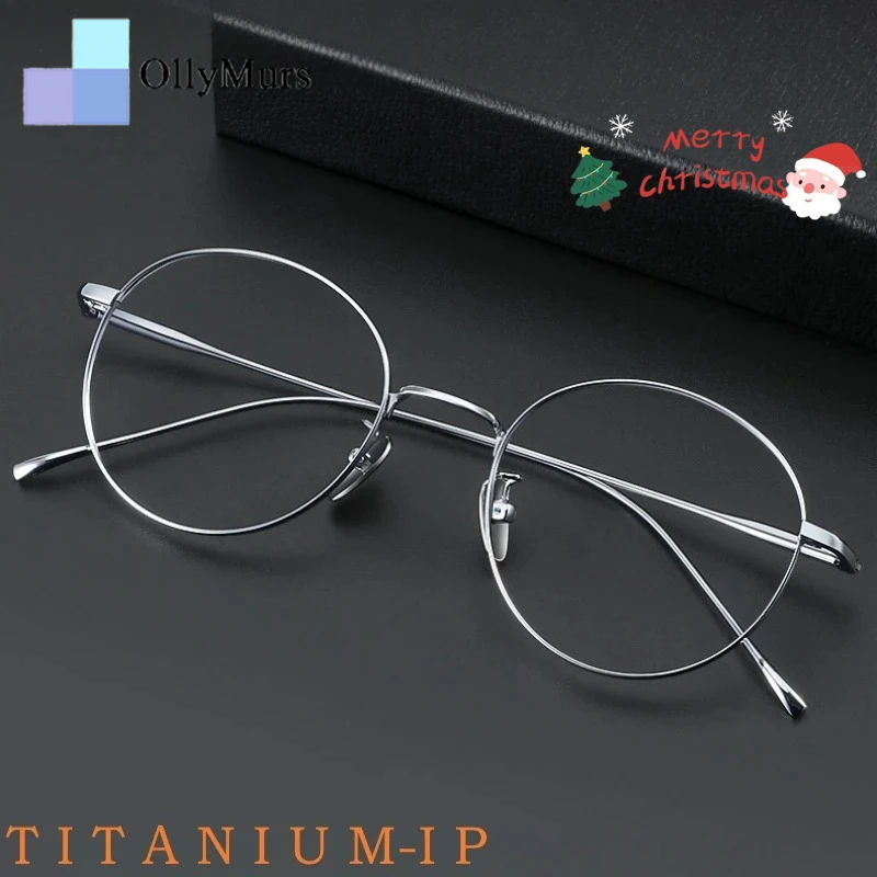 

OLLYMURS Сверхлегкие современные титановые очки по рецепту, гибкие очки в стиле ретро, круглые оптические женские очки в оправе, очки