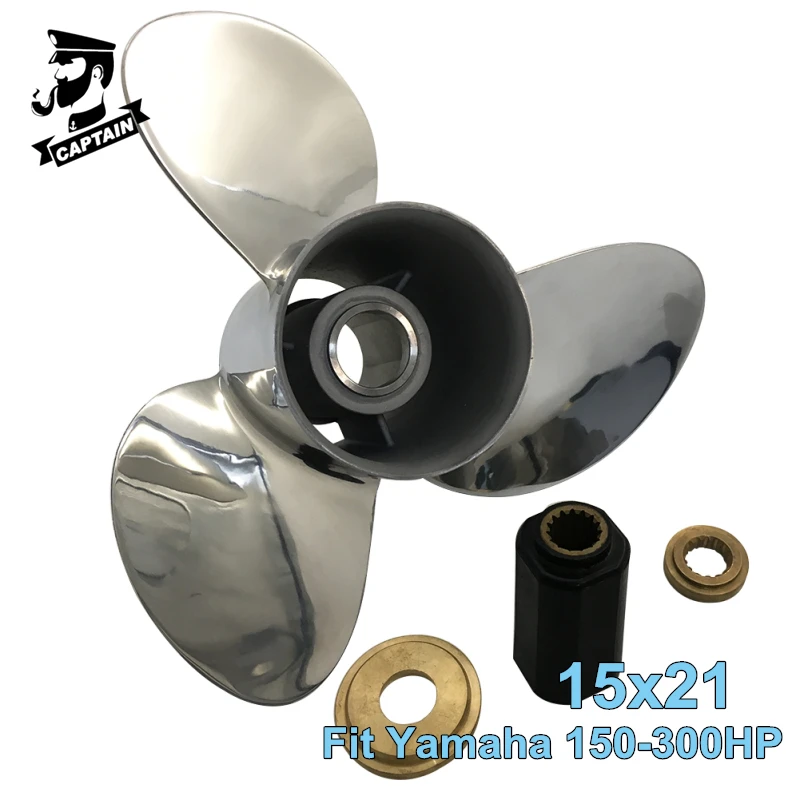 

Captain Outboard Propeller 15x21 Fit Yamaha Engines 150HP 175HP 200HP 225HP 250HP 300HP Stainless Steel 15 Tooth Spline 3 Blades