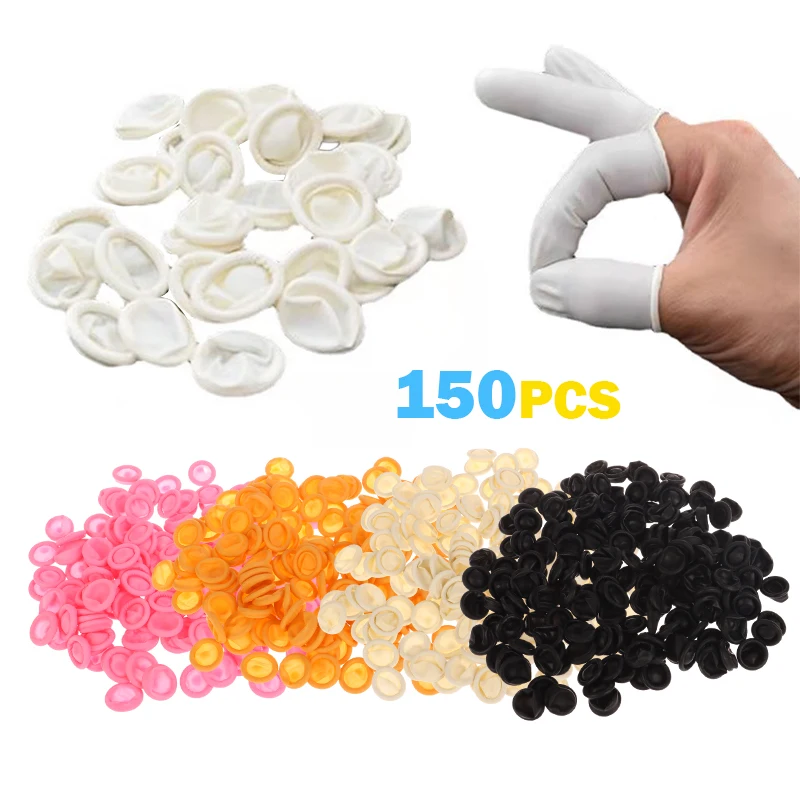 150Pcs/bag Disposable Finger Cots Latex Rubber Finger Cots Nail Art Tool Finger Gloves Fingertips Protector Cover