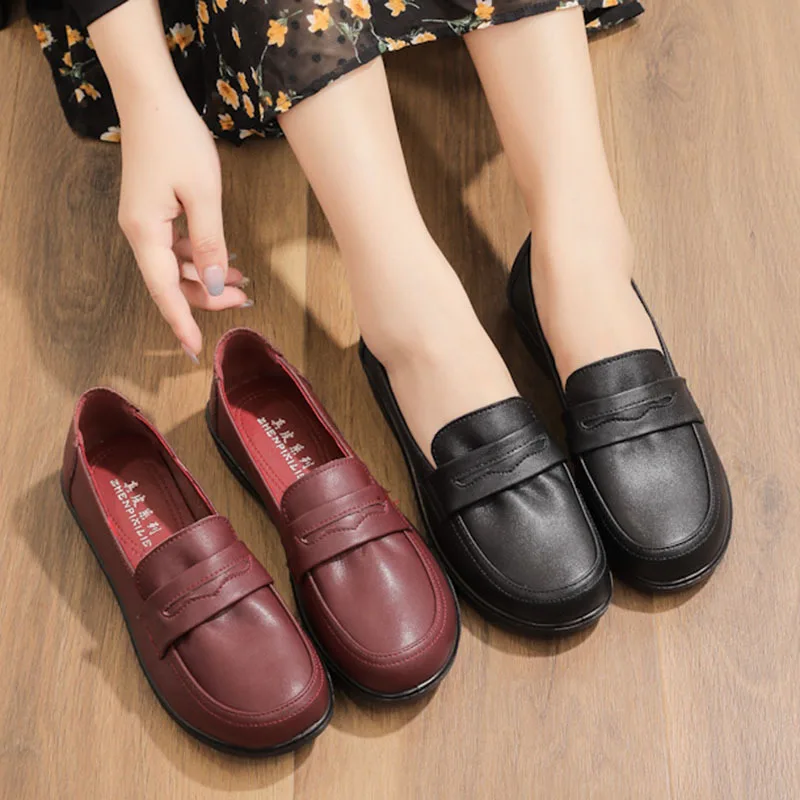 Spring New Woman Flat Shoes 2023 Autumn Genuine Leather Women Casual Shoes Soft Bottom Comfort Breathable Shoes Mom Shoes
