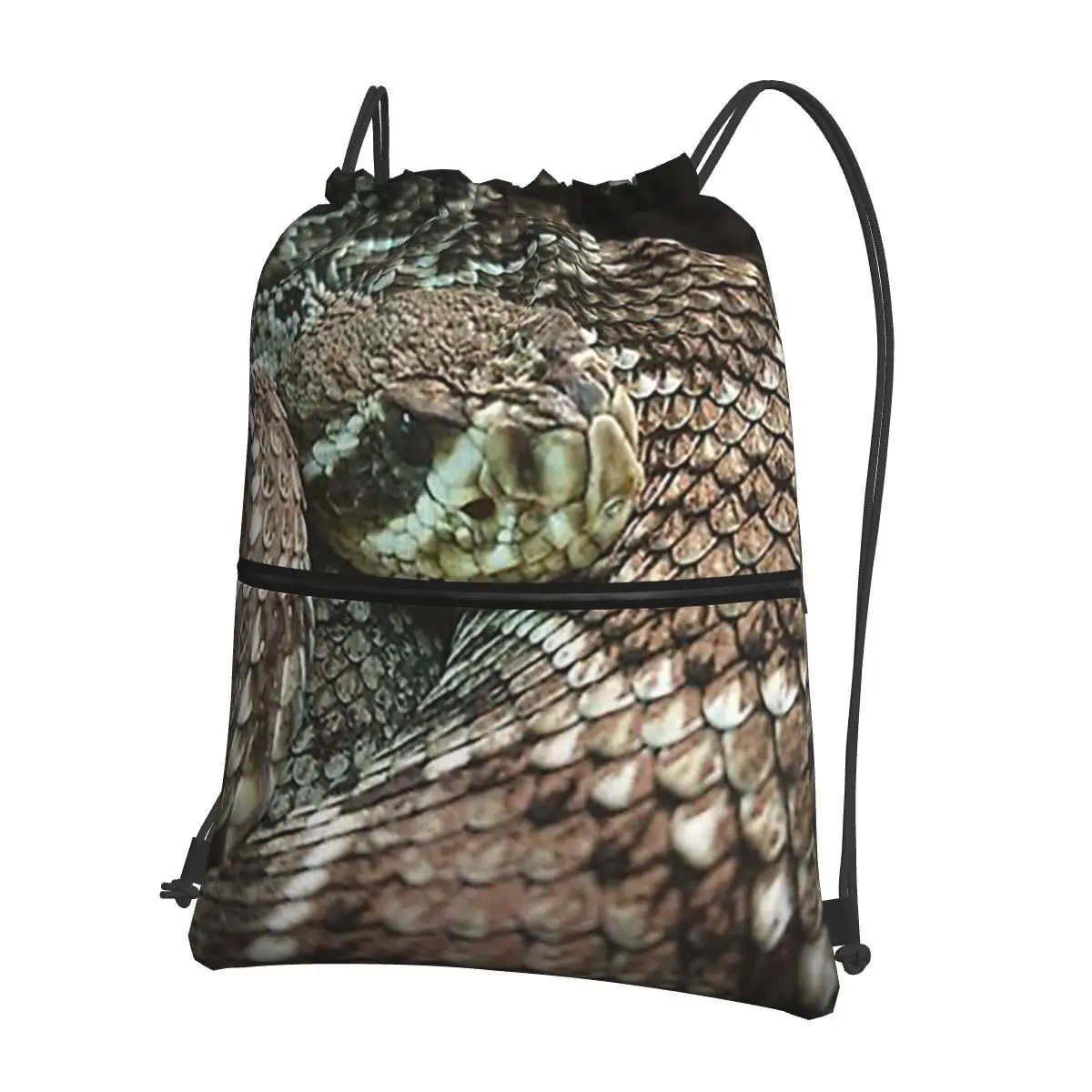 Snake, Coiled Diamondback Rattlesnake Backpacks Multi-function Drawstring Bags Sports Bag Book Bags for Travel Students