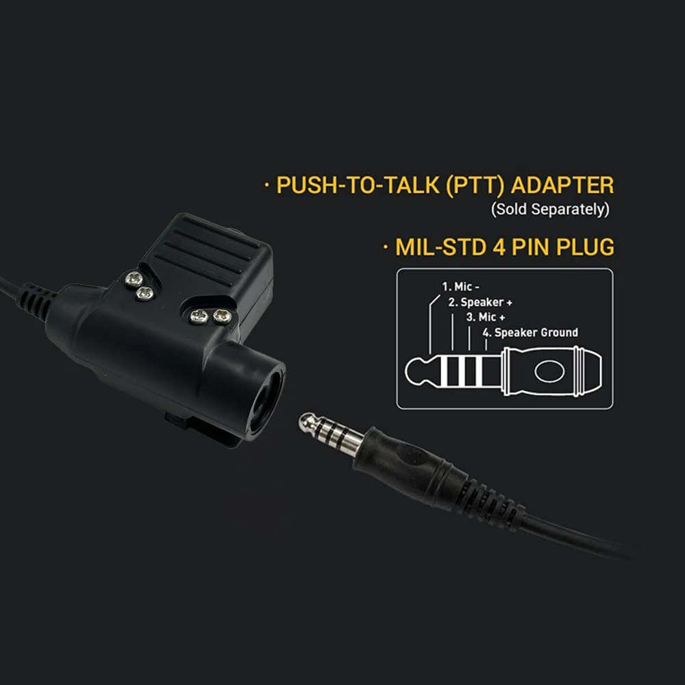 Earmor Tattico PTT Cavo Spina Adattatore Auricolare per Kenwood Baofeng UV-5R UV-5RE Plus BF-888S Walkie Talkie Ham Radio