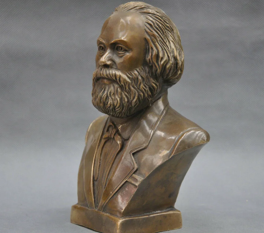 Bronze bust of the great German Communist Karl Marx antique decoration collect