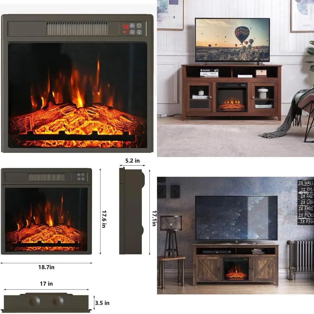 

18 Electric Fireplace Insert, Electric Fireplace Heater for TV Stand Indoor Electric Stove with Remote Control, Adjustable Log F