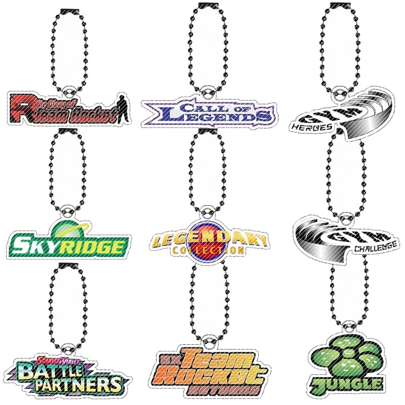 Anime Pokemon gloire de l'équipe fusée R Jungle Gym défi Logo acrylique porte-clés jeu Collection carte acrylique sac pendentif cadeau