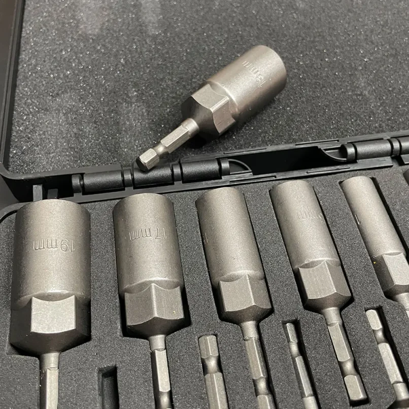 15Pcs 5.5-19mm Impact Socket Adapter 80mm Length Deepen Power Nut Driver Drill Bit Set for Power Tools 6.35Mm Hex Quick Adapter