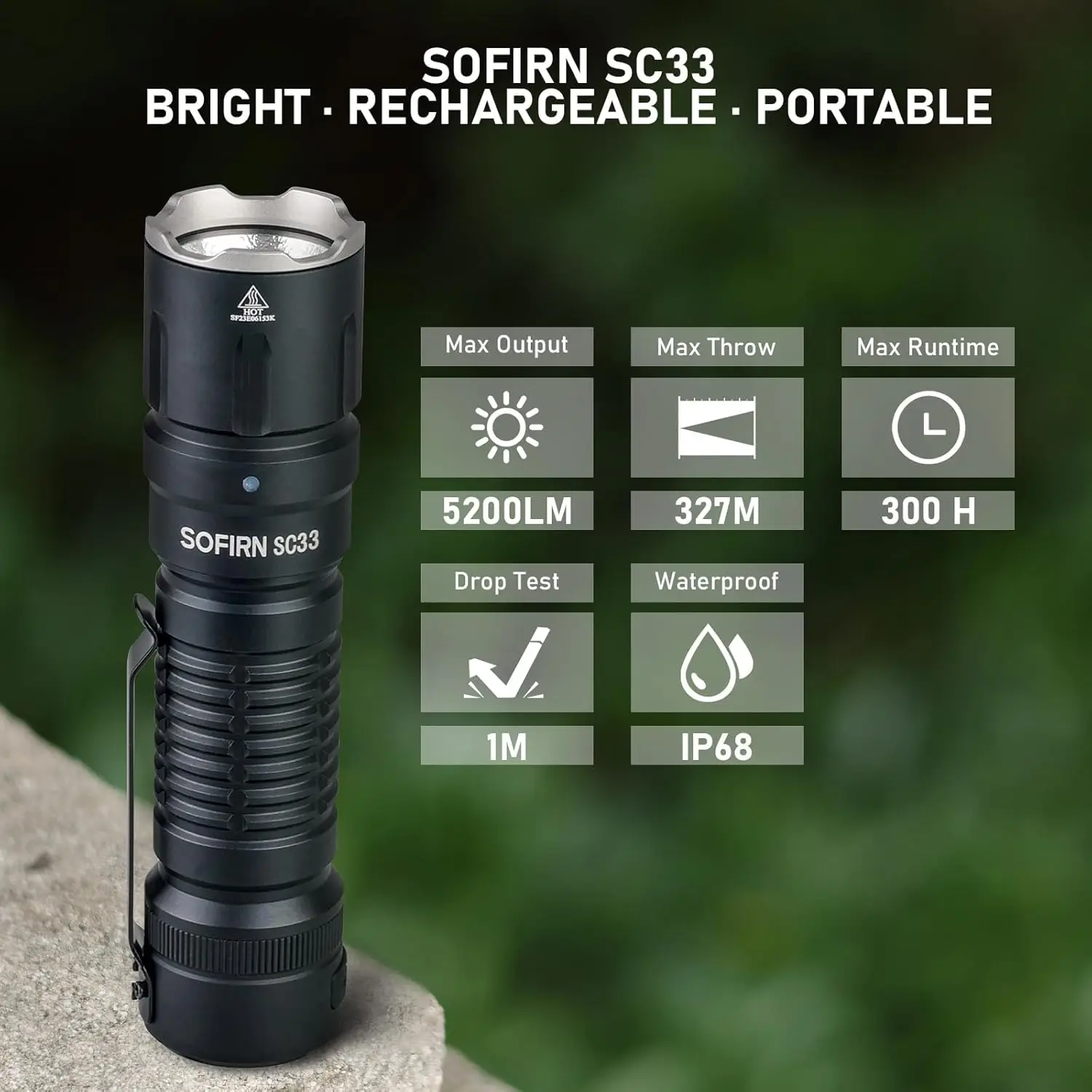 Sofirn SC33 XHP70.3 HI LED Flashlight Tactical 5200lm Powerful