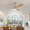 52-Zoll-Deckenventilator im amerikanischen Stil mit hellen Ventilatorflügeln aus echtem Holz, 3-farbig dimmbar, ideal für Wohnzimmer oder Balkon 3