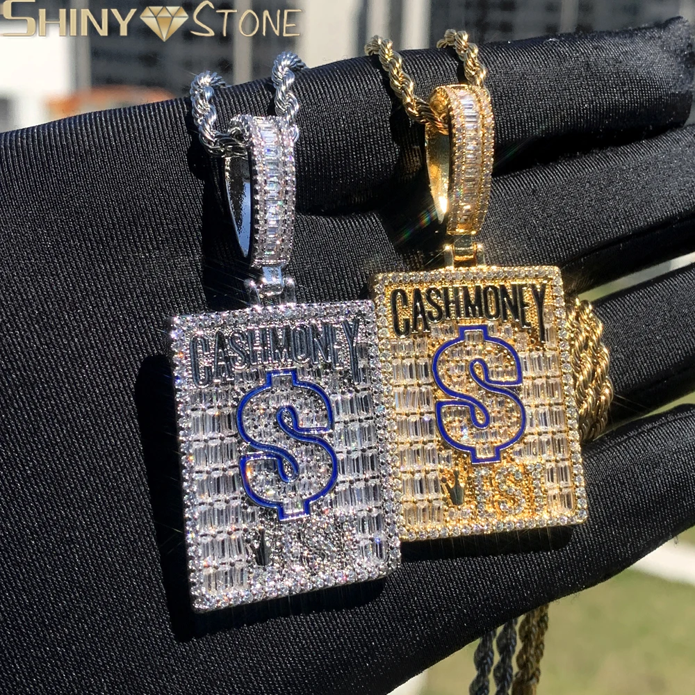 

Hip Hop Iced Out Chain Bling CZ Square Initial Pendant Necklaces Men Women Fashion Personalized Party Jewelry Gifts