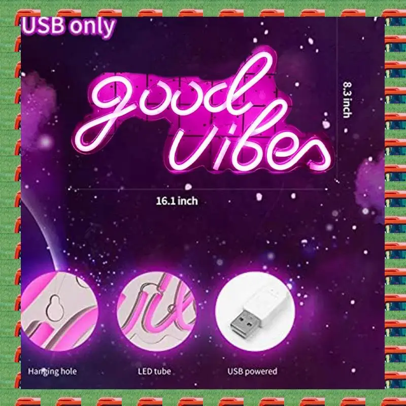 

ABMO Good Vibes Neon Sign Wedding Wall Hanging USB LED Neon Light For Bedroom Decoration Rooms Decor
