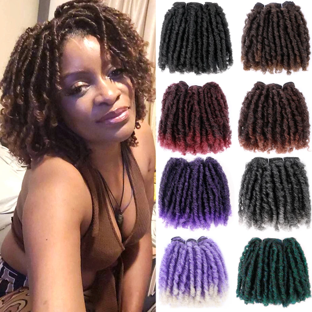 

4Pcs/Lot Dreadlocks Hair Extensions 6Inch Synthetic Afro Kinky Curly Hair Weave Bundles Bouncy Afro Twist Hair Weft For Women