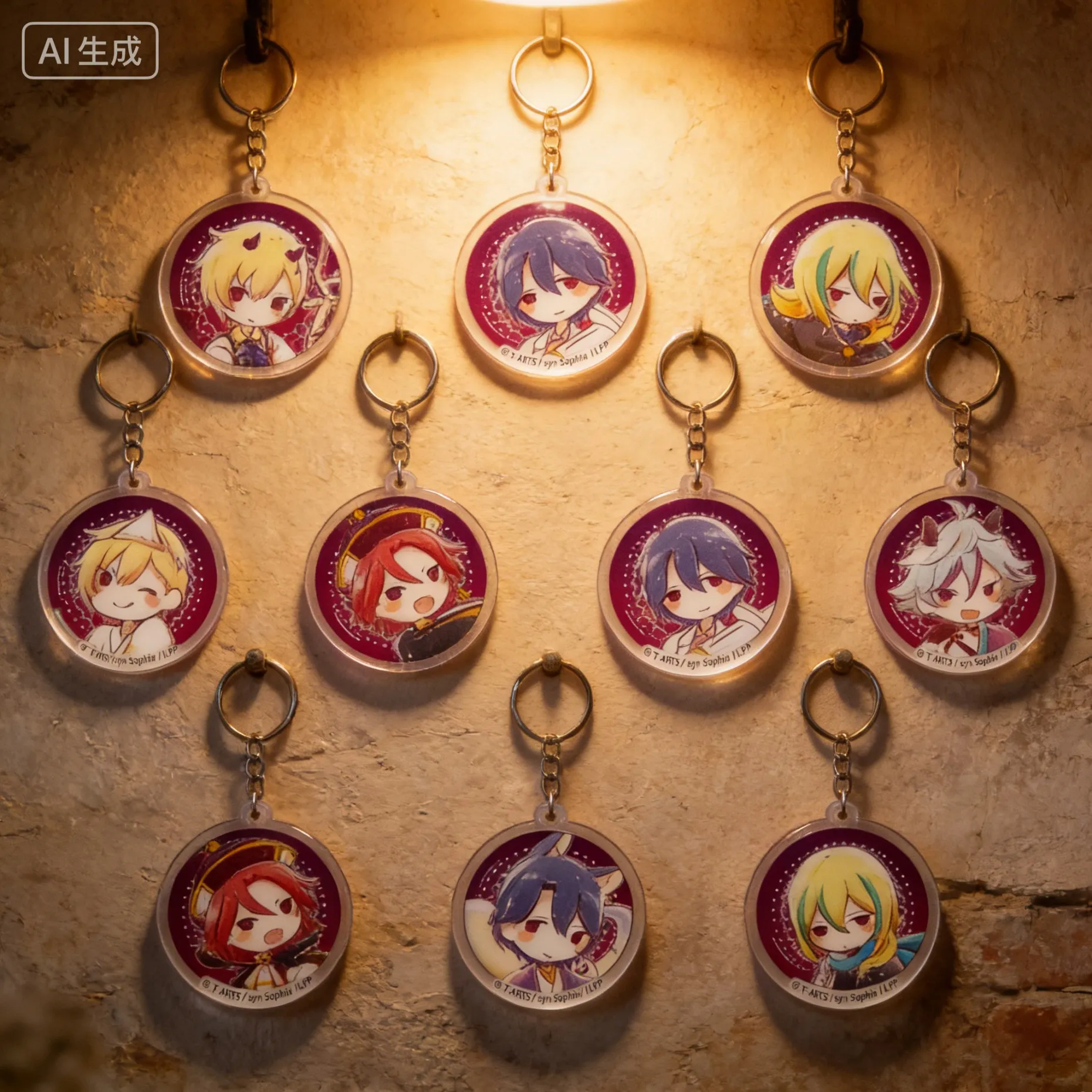 IDOL LAND PriPara Koyoi Takase Leona West Danpuri Halloween Ver Q-style circle Acrylic Pendant Keychains bag charm