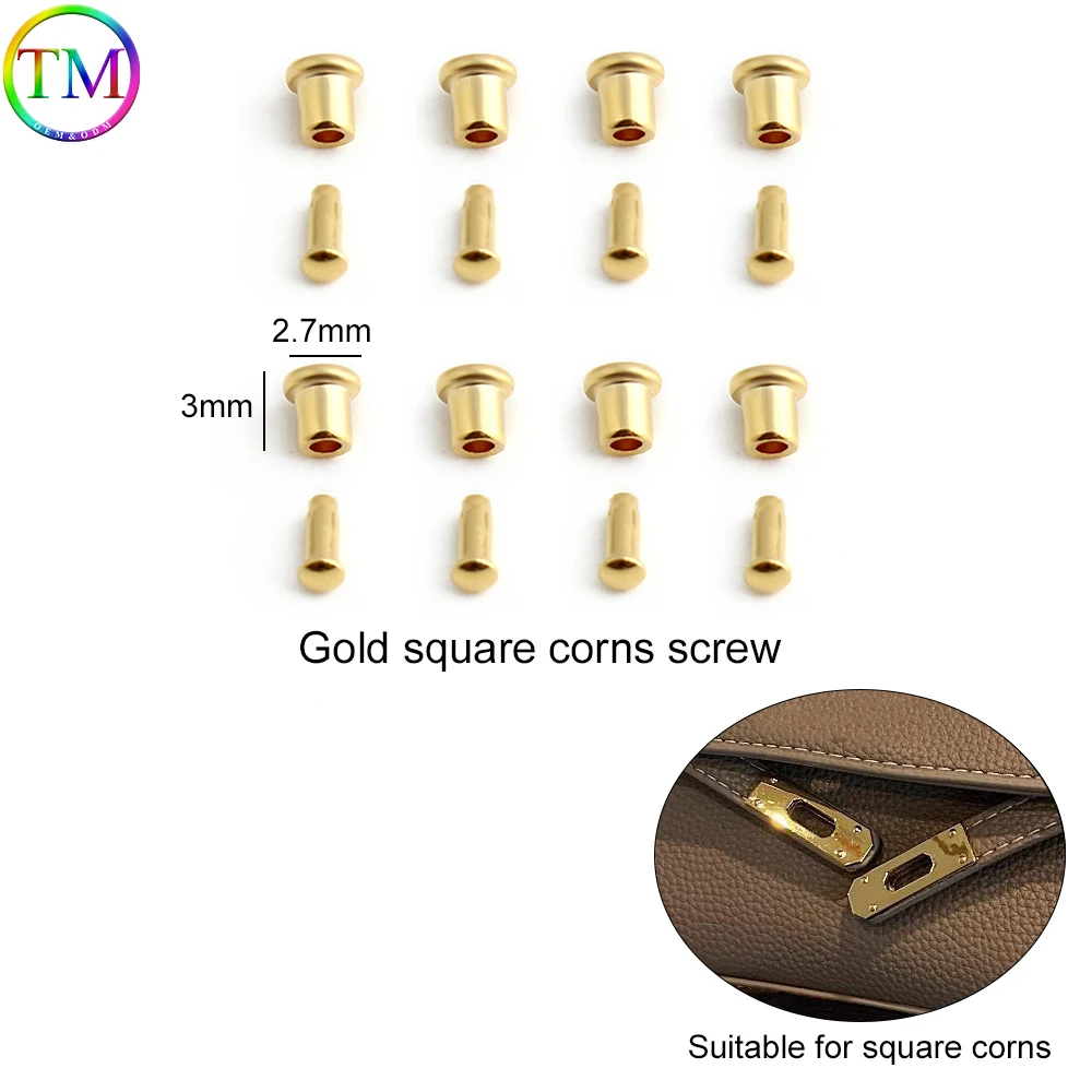 

2-5-10Sets Silver/Gold Square/Rectangle Metal Eyelet Hanger Lock Screws For Fitting Handbag Shoulder Bags Repair Kit Accessories