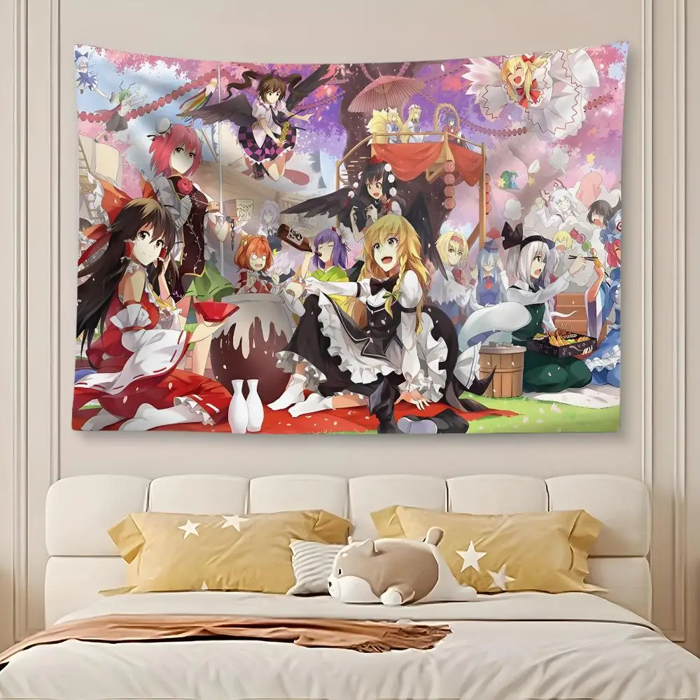 T-Touhou Project Anime Tapestry Art Decor Banner Microfiber Backdrop for Bedroom Living Room Bar Garden Party
