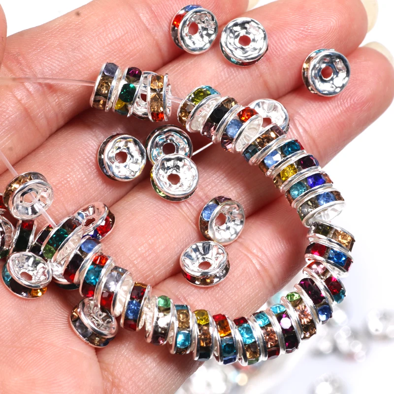  4-10 مللي متر 50 قطعة سبعة ألوان مختلطة حجر الراين خزر عازل DIY بها بنفسك أقراط صنع المجوهرات الملحقات #6