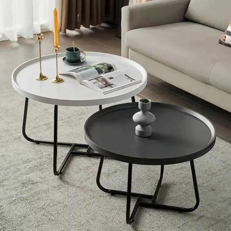 Nordic Marble pattern coffee Table Small Unit wood Table Modern Luxury Household center table Circular Combination living room