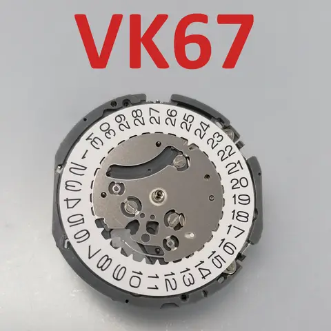 일본 VK67 쿼츠 시계 무브먼트 전자식 VK67A 무브먼트 3시 방향 화이트 캘린더