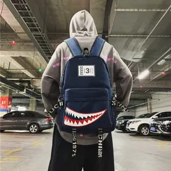 Nuovi zaini per la scuola giovanile 2024 designer shark mouth zaini da uomo di grande capacità lettera stampa zaini per giovani adolescenti