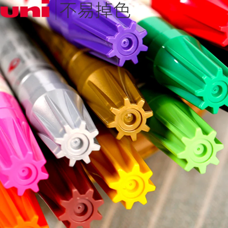 Japan UNI Colorful Permanent Markers Pen Paint Marker School Stationery Office Supplies Permanent Art Supplies PX-20 Highlighter