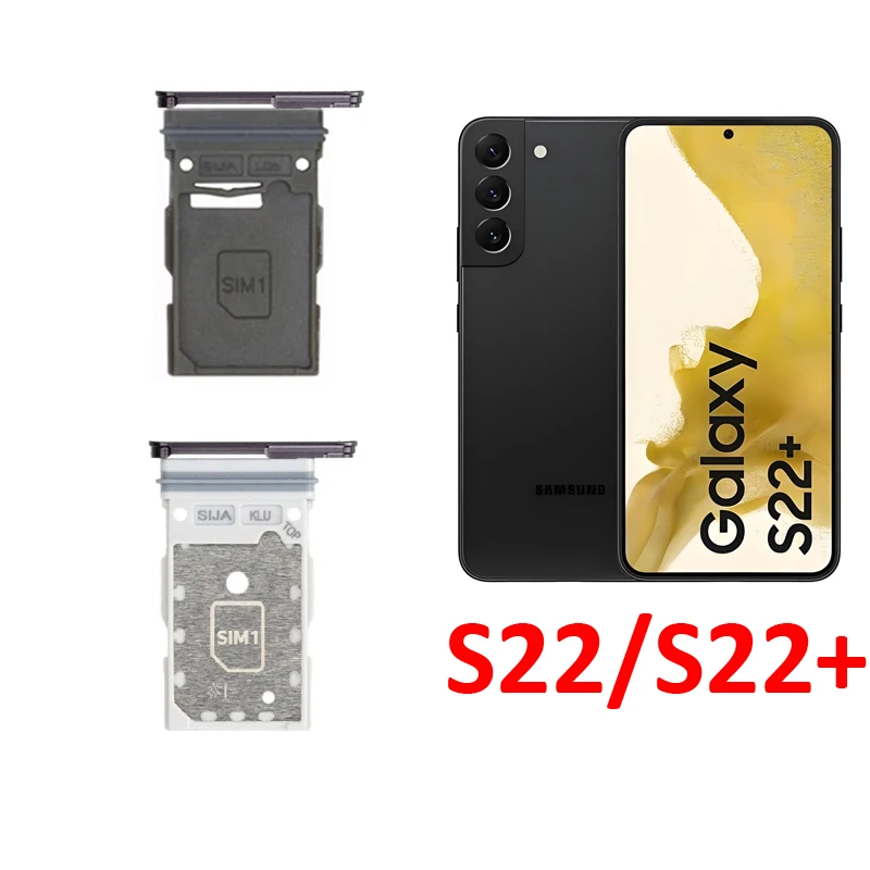 Bandeja para tarjeta SIM nueva para Samsung Galaxy S22 S22+ S901 S906, ranura para chip, soporte, piezas, SIM simple o doble, negro 4