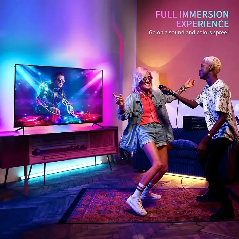لـ 91-120 بوصة TV PC Gaming 2.0 يعمل مع Alexa Google Assistant App Control NEO Sync Box مع إضاءة خلفية للتلفاز LED