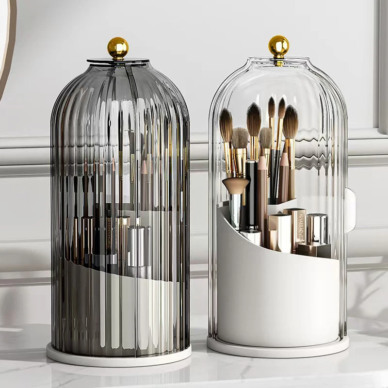 ~New 360° Rotating Makeup Brush Holder With Lid Luxury Cosmetic Organizer Lipstick Eyebrow Pencil Holder Eye Shadow Storage Box