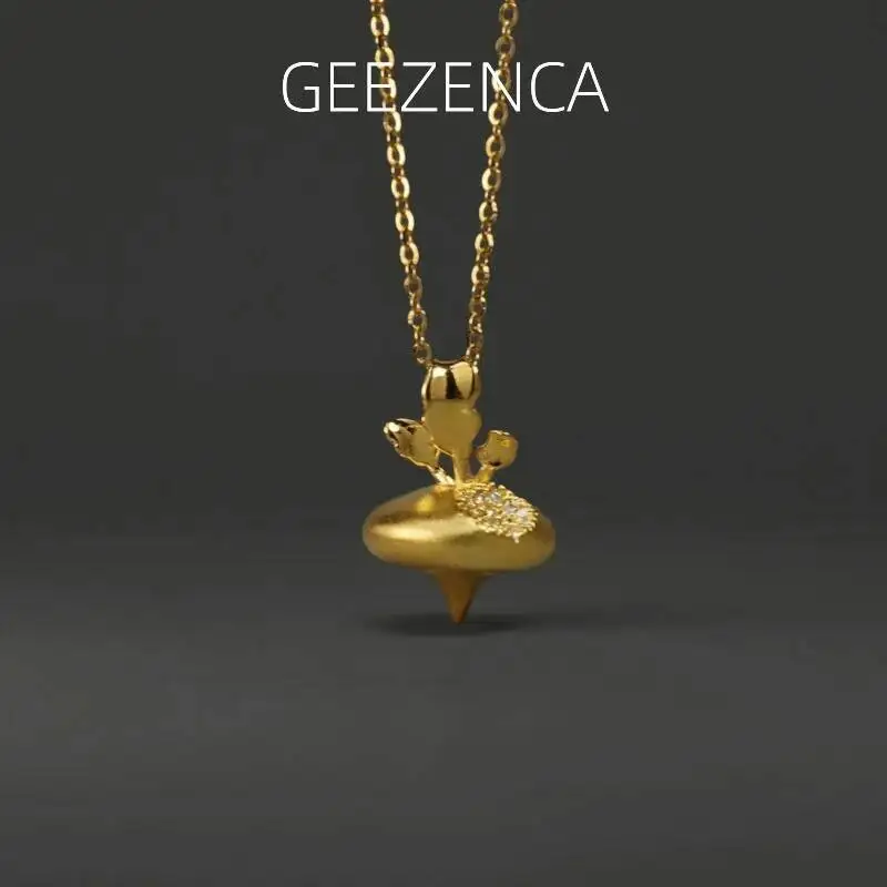 

Кулон GEEZENCA из стерлингового серебра 925 пробы с цирконом, кулон с 3D редисом для женщин, уникальное ожерелье с милым растением, кулоны без цепочки, новый подарок 2024