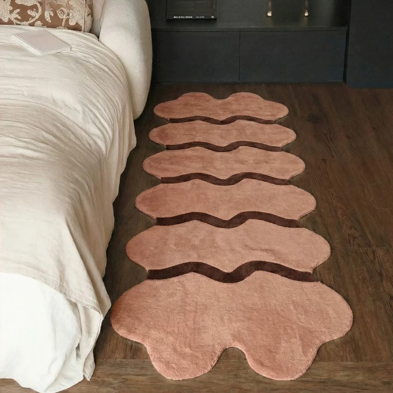 Irregular Shape Bedroom Decor Plush Modern Style Carpets for Living Room Fluffy Soft Bedside Floor Mat Thick Plush Cloakroom Rug