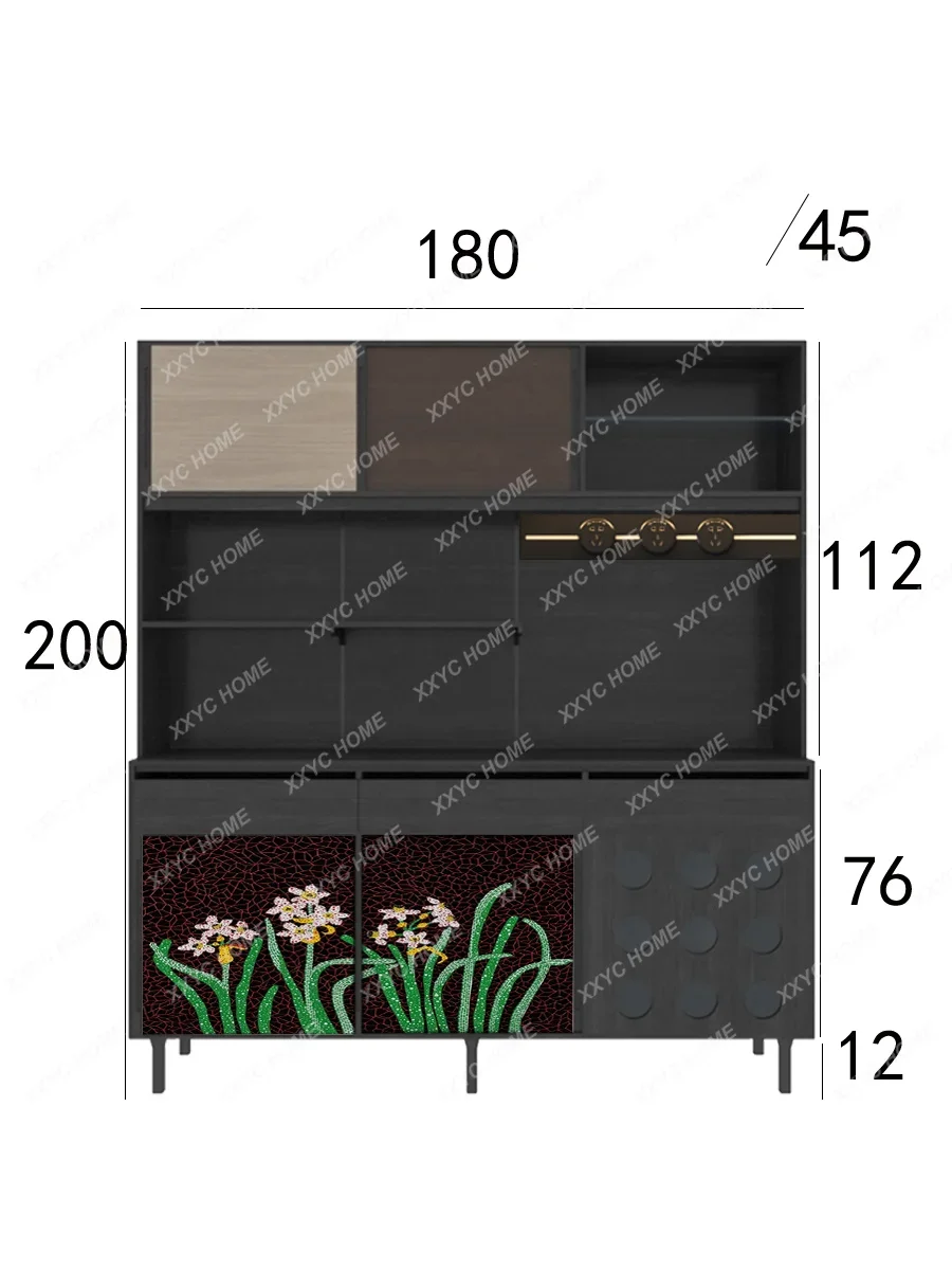 

solid wood locker against the wall Multifunctional tea bar Household floor-to-ceiling integrated wine cabinet