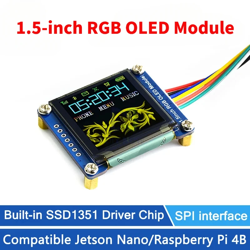 1.5-inch RGB OLED Display Screen Module Expansion Board Built-in SSD1351 Driver Chip for Raspberry Pi Jetson Nano Arduino STM32
