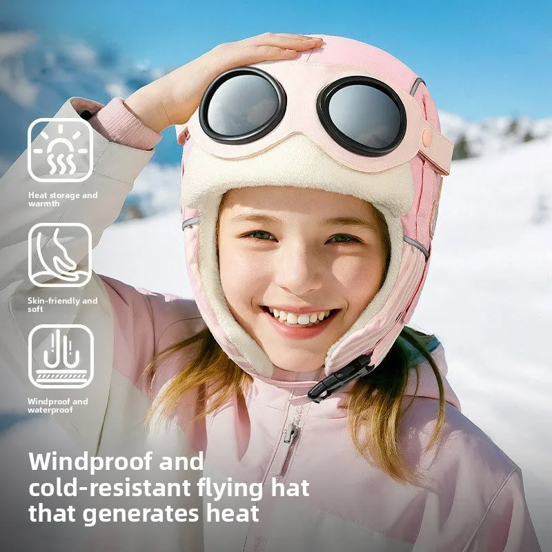 The New Children's Hat Autumn and Winter Baby Ear Protection Lei Feng Hat Winter Boys and Girls Warm Bib New Thickening