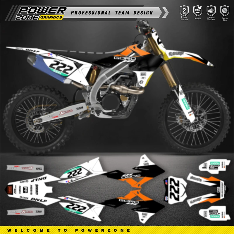 

Наклейки на мотоцикл POWERZONE на заказ для SUZUKI RMZ 250 450 2018 2019 2020 2021 2022 RMZ, индивидуальный комплект защиты графики 04
