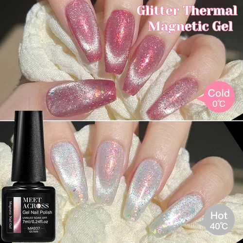 Imagen 2 del producto Esmalte de uñas de Gel magnético con purpurina térmica, Auroras brillantes, Gel magnético con purpurina, Gel LED UV para remojar, uñas de manicura Vanrish