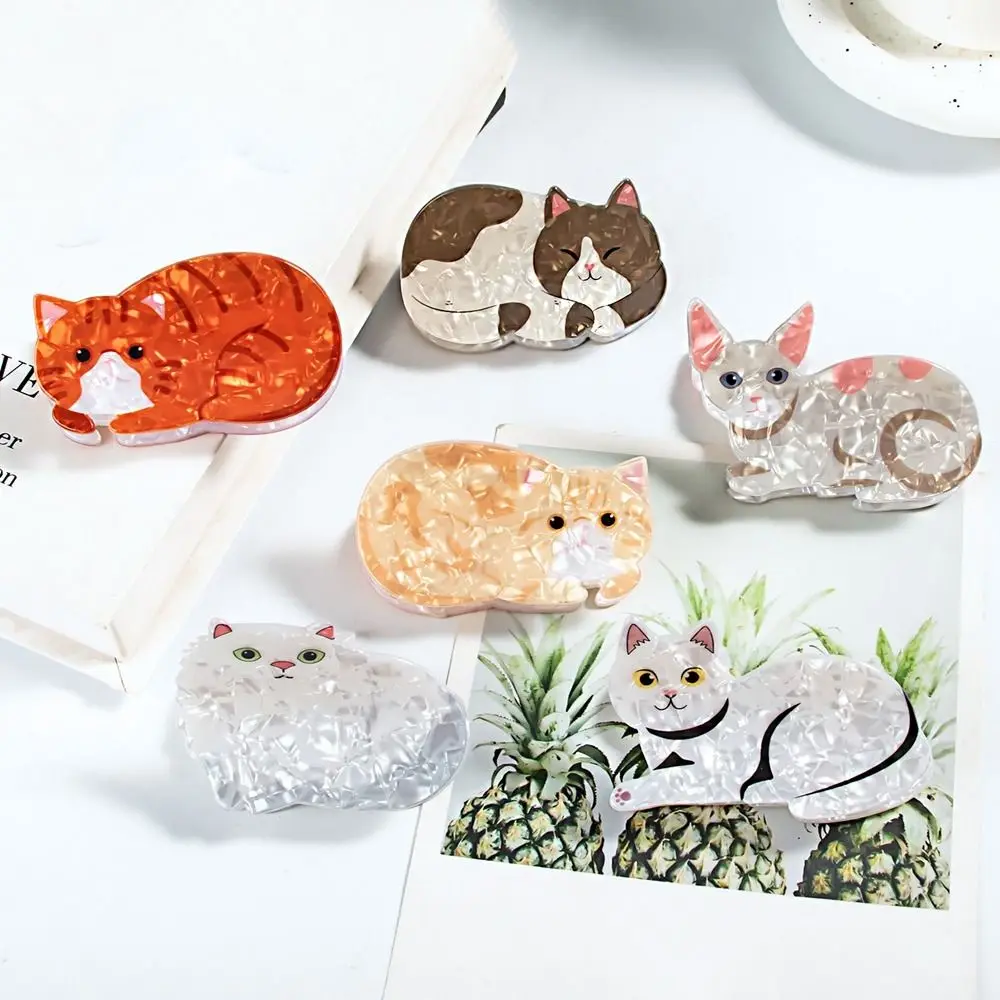 New Texture Cat Hair Claw for Women Cartoon Cute Animal Acetate Hair Clip Shark Clip Headwear