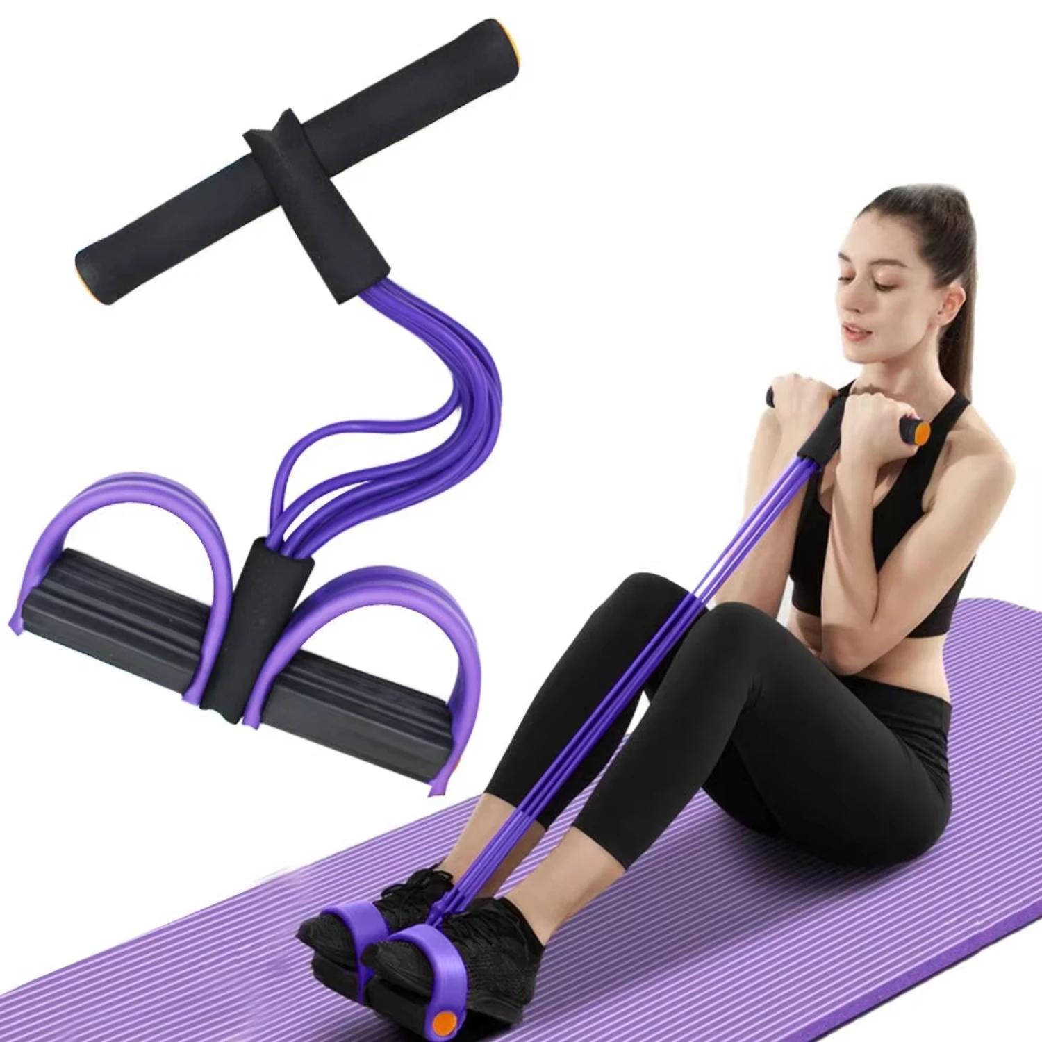 Multifunction Tension Rope, 6-Tube Elastic Yoga Pedal Puller Resistance Band, Natural Latex Tension Rope Fitness Equipment Maap