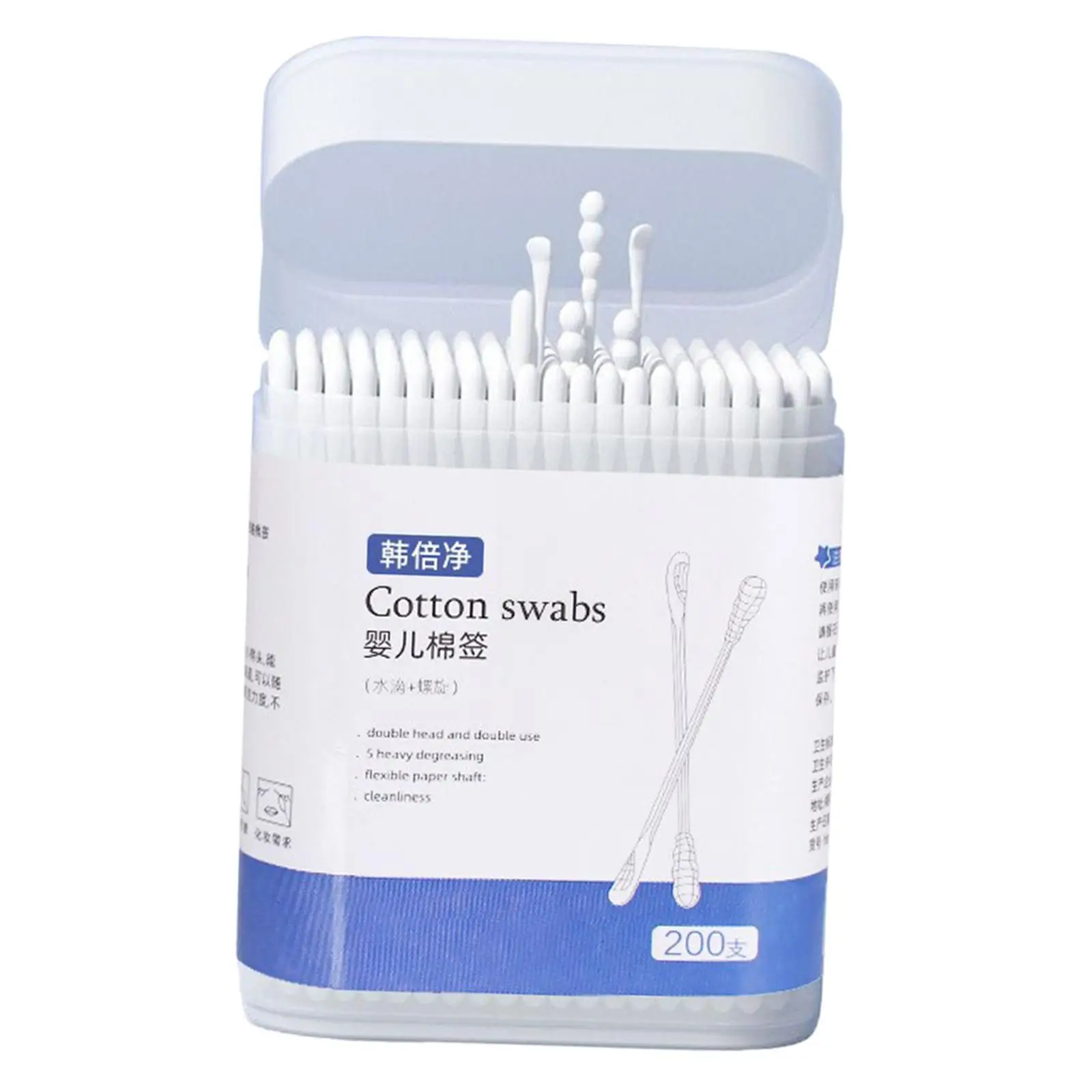 Hypoallergenic Baby Cotton Swabs Spoons Shape Natural Cotton Paper Sticks for Ear Nose Belly Button Cleaning 200 Count