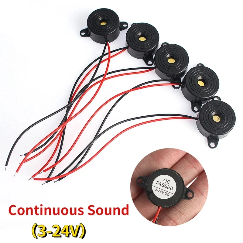 1PC High Decibel Buzzer SFM-20B DC 3-24V Continuous Sound Buzzer 2312 Active Piezo Buzzers, for Arduino Car