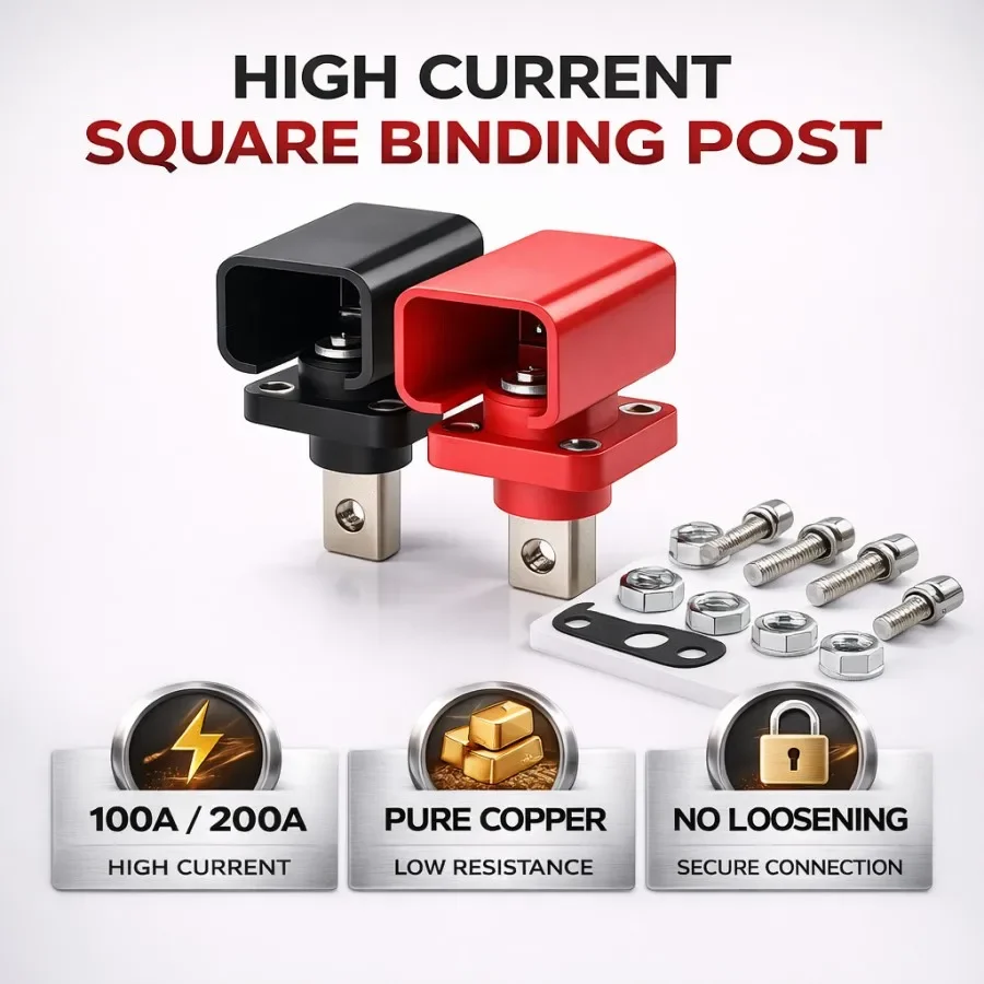 

2 шт. медные клеммы для аккумуляторов, литиевые разъемы, высокотоковые 100А 200А для систем накопления энергии, солнечных систем, автомобилей, фургонов, морского транспорта