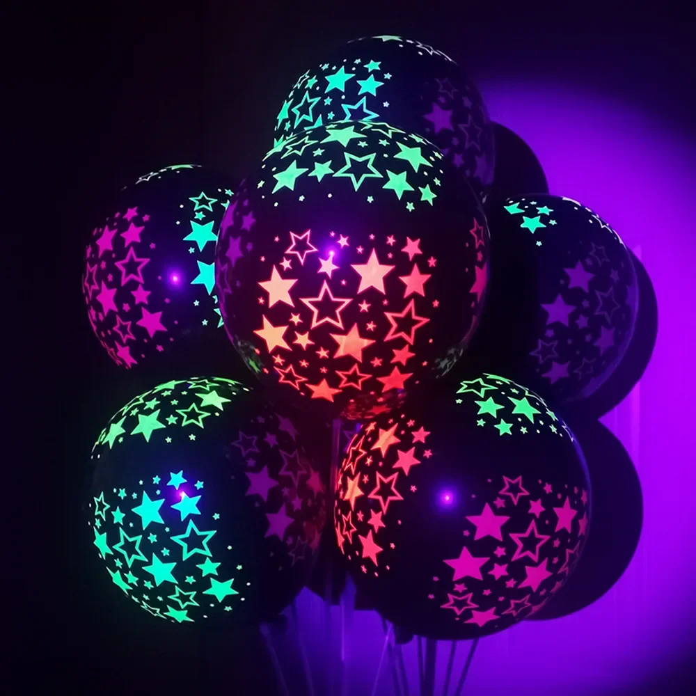 10pcs 12inch Fluorescent Balloon Glow in The Dark Glow Luminous Love Heart Latex Baloon for Wedding Birthday Party Decoration