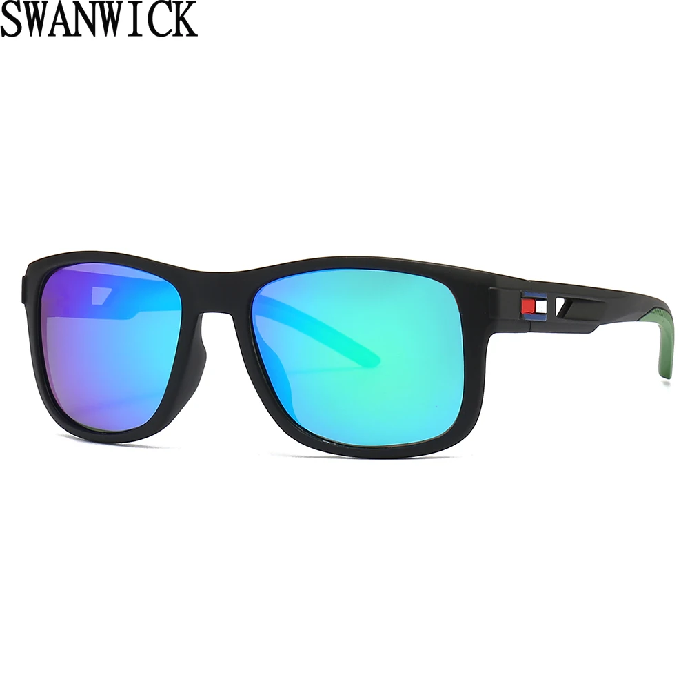 Swanwick polarized sunglasses for men driving summer style male classic square sunglasses uv400 2023 red green mirror hot sale