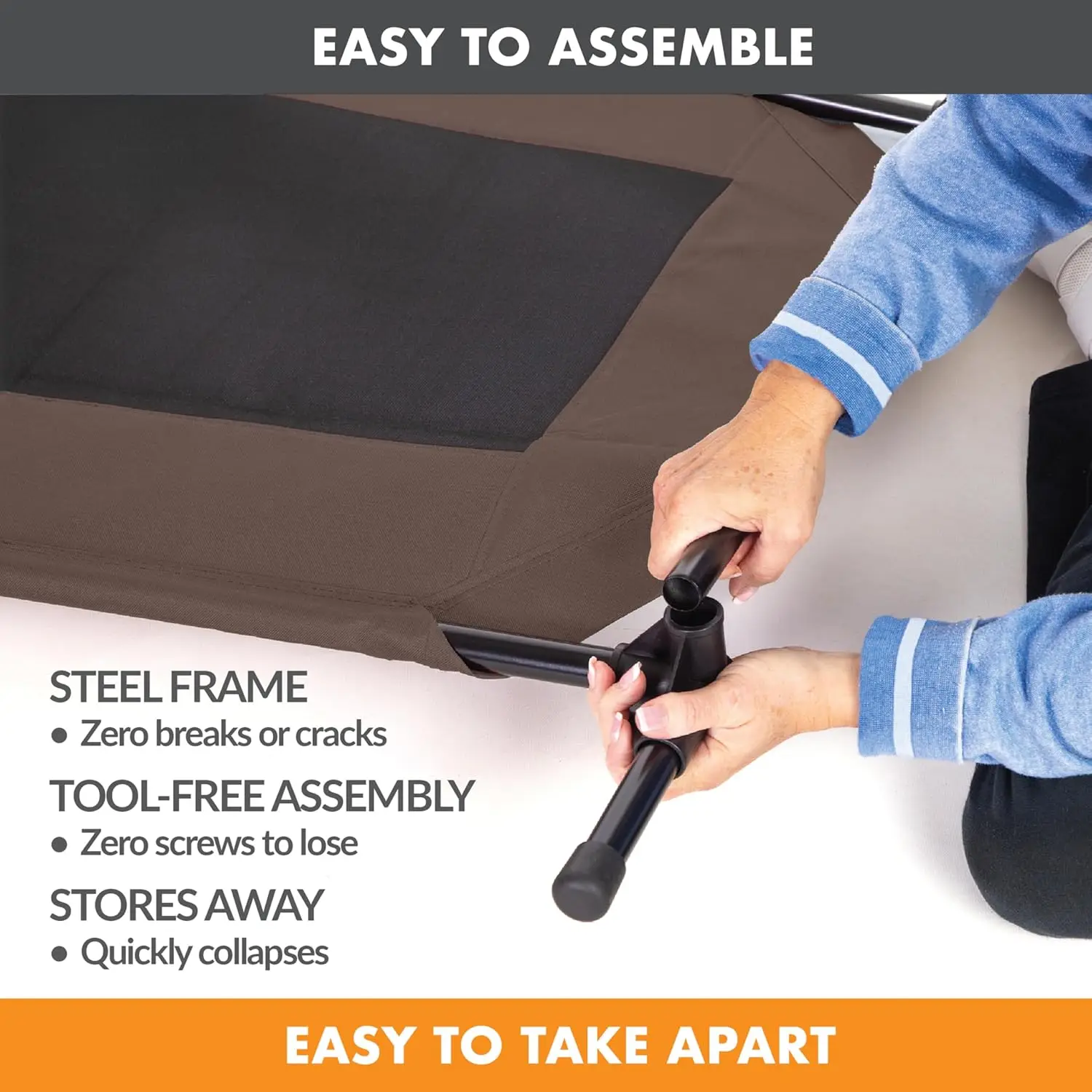 Elevated Cooling Dog Cot for Large Breeds, Portable Mesh Bed with Washable Cover, 42x30in