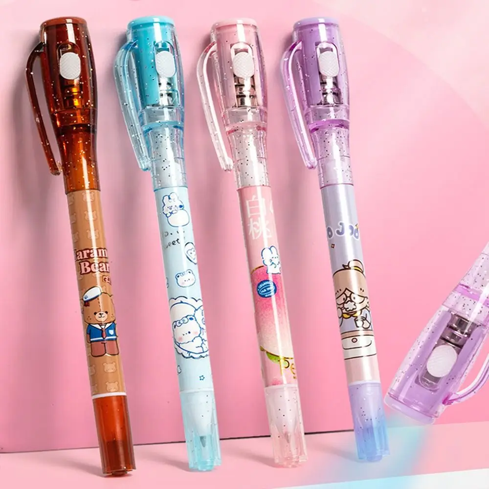 Mysteriously Disappearing Cute Invisible Marker Led UV Lamp Gel Pen Invisible Ballpoint Pen Double Head With Small Light