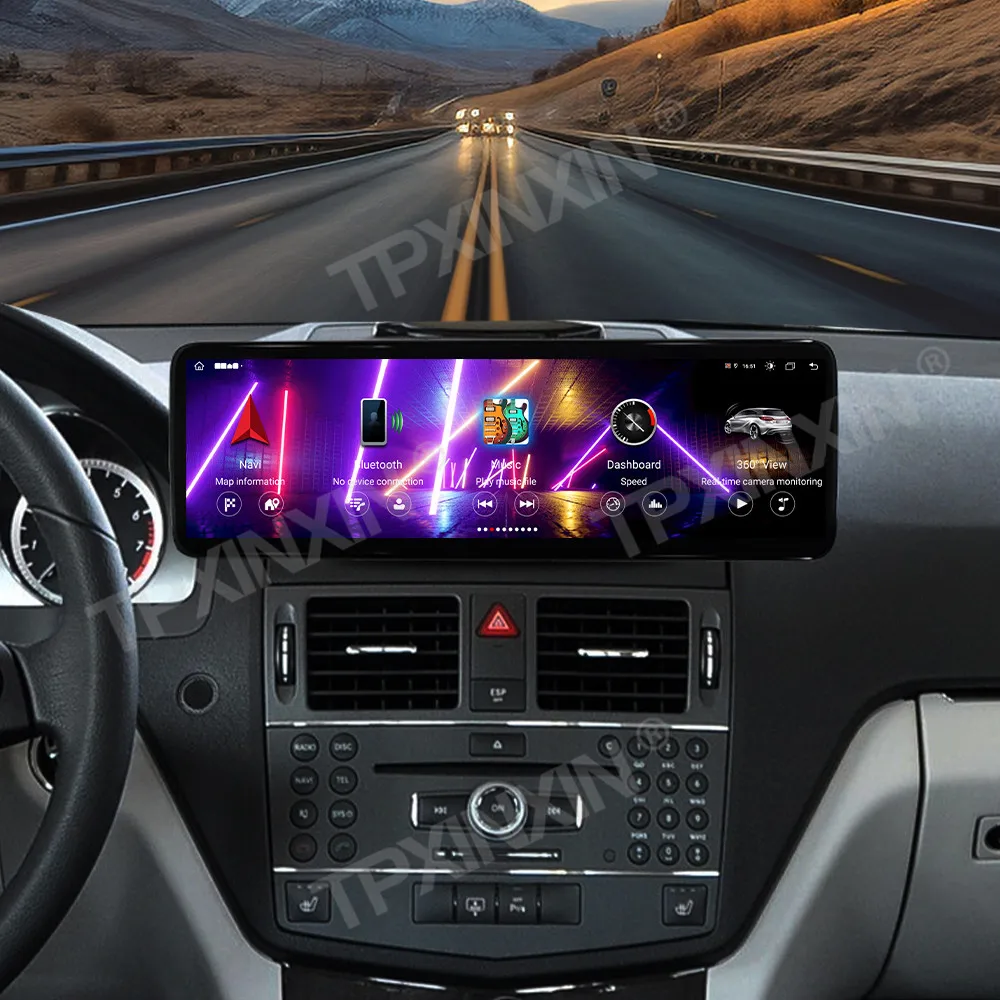 14.9 inch touch screen Android 14.0 for Mercedes Benz C-Class 2008 to 2010 car GPS navigation multimedia carplay radio head unit
