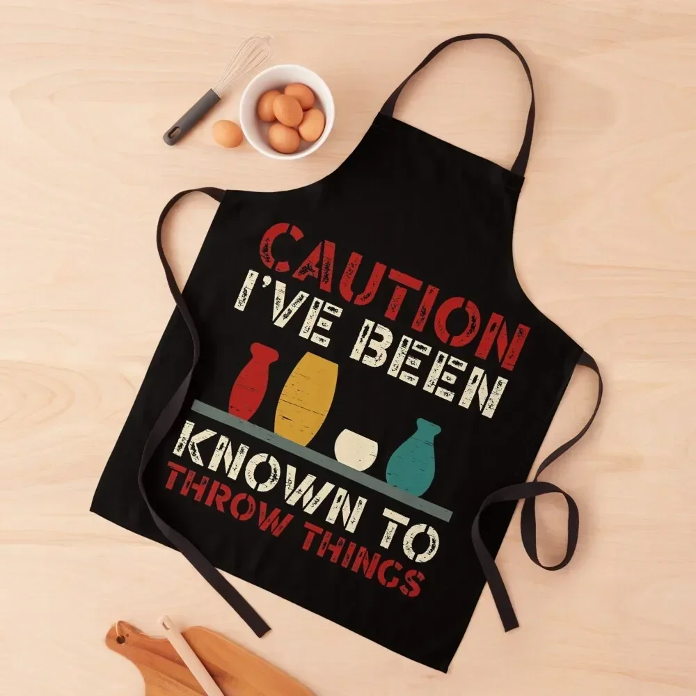 

Caution I've Been Known To Throw Things Apron man chef uniform Cleaning Products For Home Chef Uniform Apron