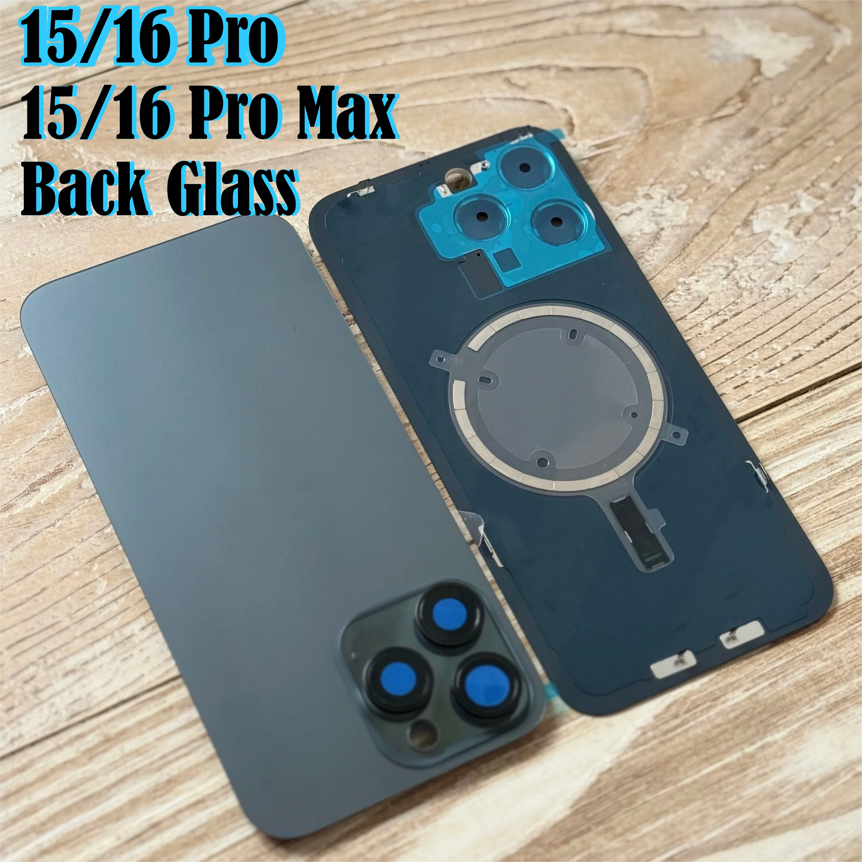 1PCS Rear Back Glass Replacement For iPhone 15 Pro 16 Pro Max Rear Cover With Camera Lens Bracket Built-in Repair Spare Parts